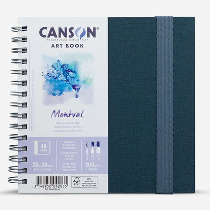 Canson : Artbook : Spiral : Montval : 300gsm : 48 Pages : 20x20cm (Apx.8x8in)