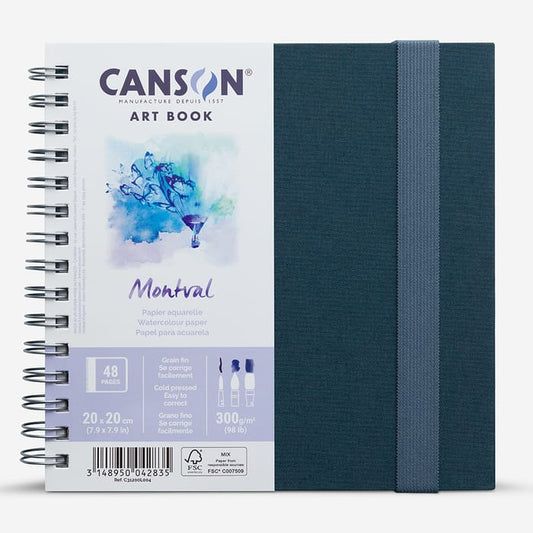 Canson : Artbook : Spiral : Montval : 300gsm : 48 Pages : 20x20cm (Apx.8x8in)