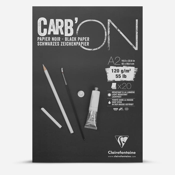 Clairefontaine : Carb'ON : Multi Techniques : Black Paper Pad : 20 Sheets : 120gsm
