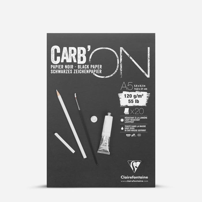 Clairefontaine : Carb'ON : Multi Techniques : Black Paper Pad : 20 Sheets : 120gsm