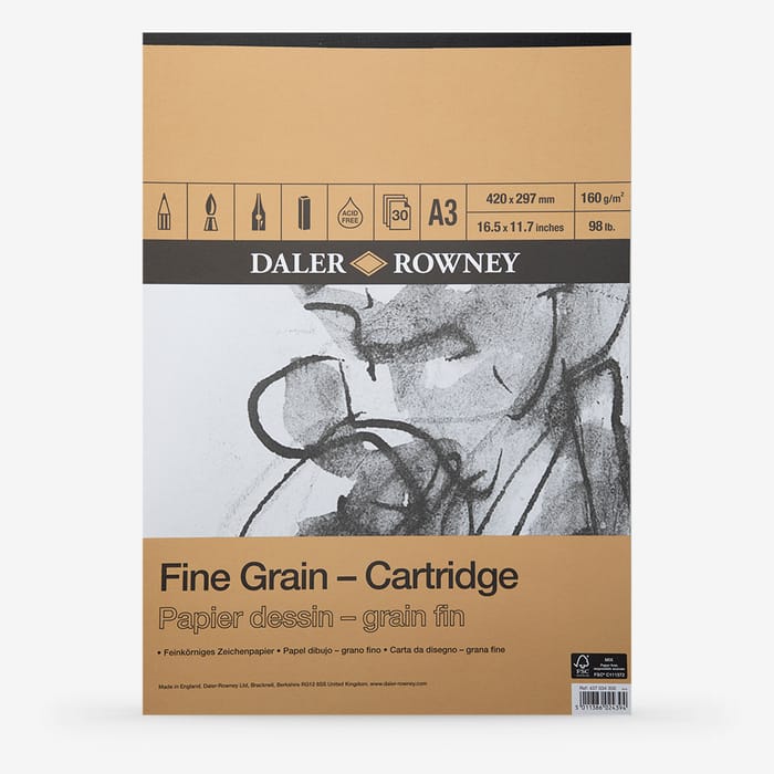 Daler-Rowney : Fine Grain Drawing : Cartridge Pad : 160gsm : 30 Sheets