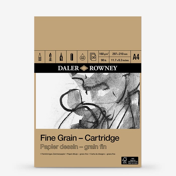 Daler-Rowney : Fine Grain Drawing : Cartridge Pad : 160gsm : 30 Sheets