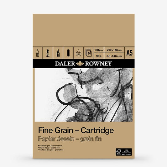Daler-Rowney : Fine Grain Drawing : Cartridge Pad : 160gsm : 30 Sheets