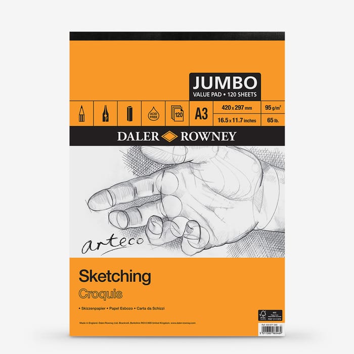 Daler-Rowney : Arteco : Sketching Pad : Jumbo : 120 Sheets
