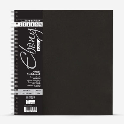 Daler-Rowney : Ebony : Spiral Pad : Black Paper : Portrait : 160gsm : 40 Sheets
