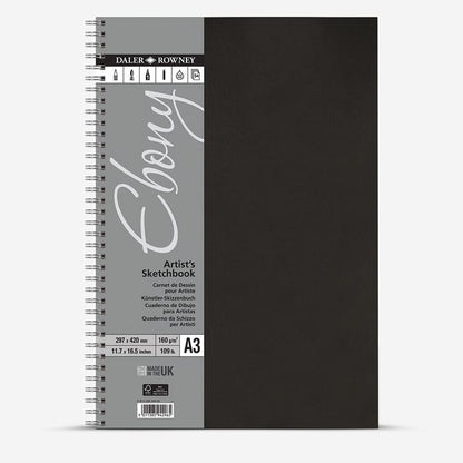 Daler-Rowney : Ebony : Spiral : Portrait : 160gsm : 54 Sheets