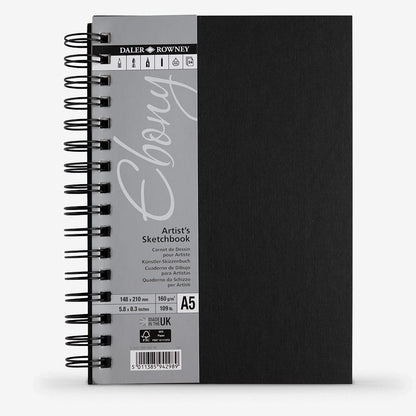 Daler-Rowney : Ebony : Spiral : Portrait : 160gsm : 54 Sheets