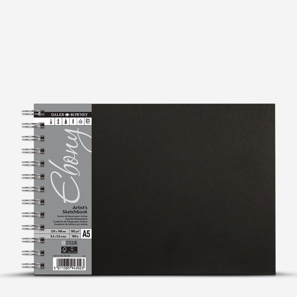 Daler-Rowney : Ebony : Spiral : Landscape : 160gsm : 54 Sheets