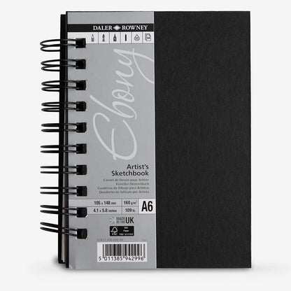 Daler-Rowney : Ebony : Spiral : Portrait : 160gsm : 54 Sheets