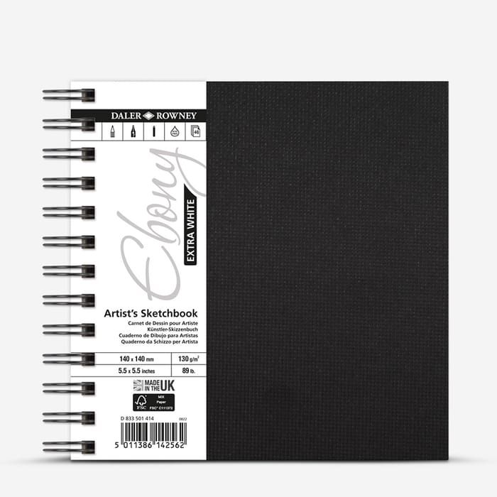 Daler-Rowney : Ebony : Extra White : Spiral : 130gsm : 46 Sheets
