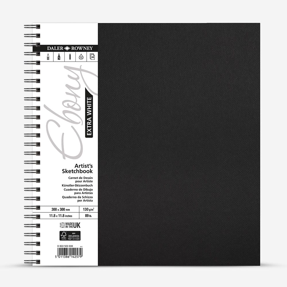Daler-Rowney : Ebony : Extra White : Spiral : 130gsm : 46 Sheets