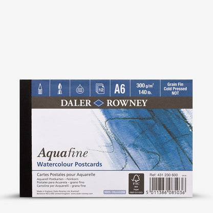 Daler-Rowney : Aquafine Watercolour Postcards Pad : 300g : 12 Sheets : A6