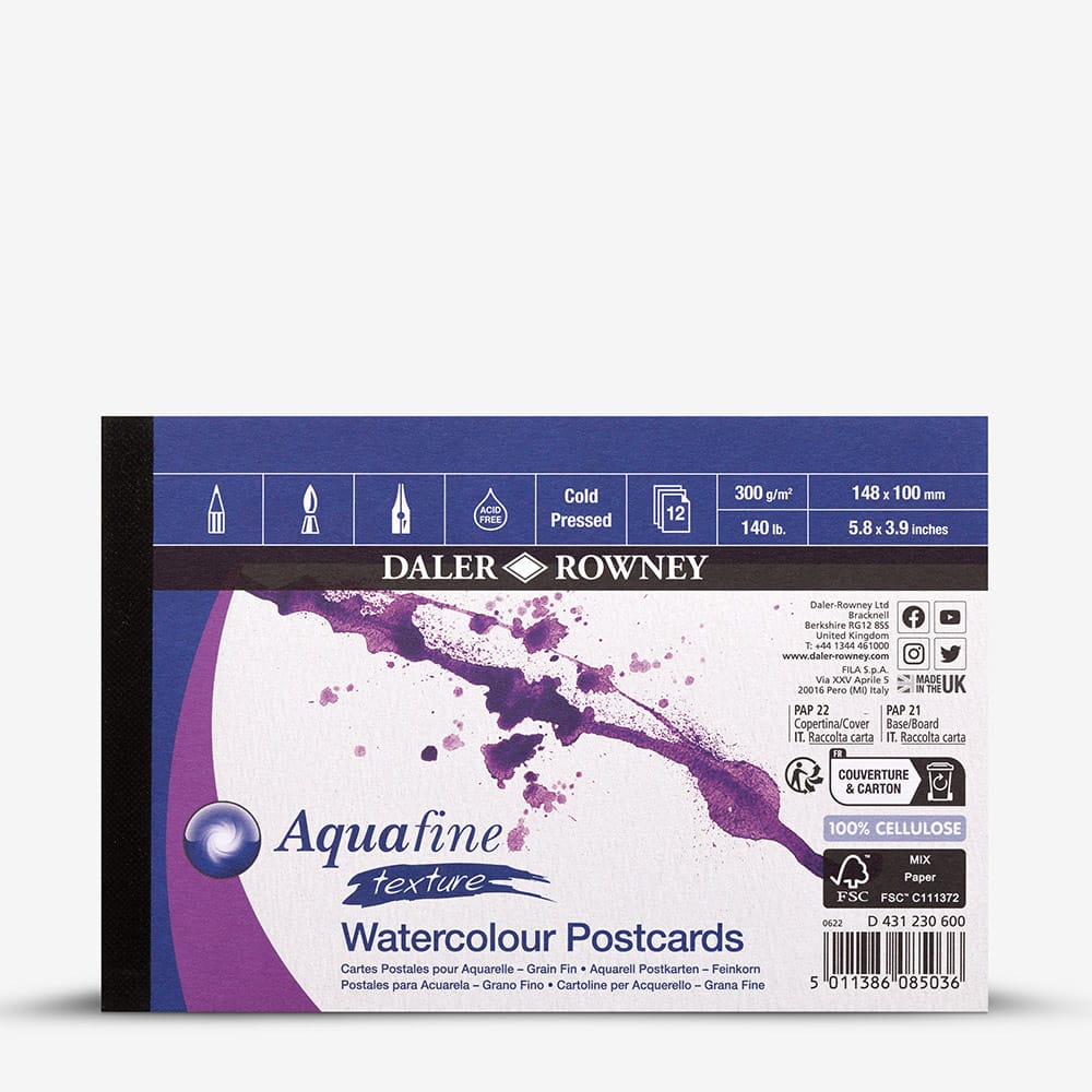 Daler-Rowney : Aquafine Watercolour Postcards Pad : 300g : 12 Sheets : A6