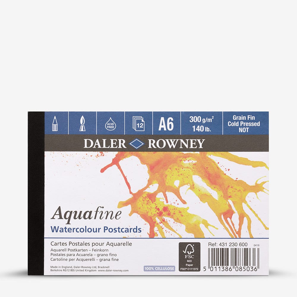 Daler-Rowney : Aquafine Watercolour Postcards Pad : 300g : 12 Sheets : A6