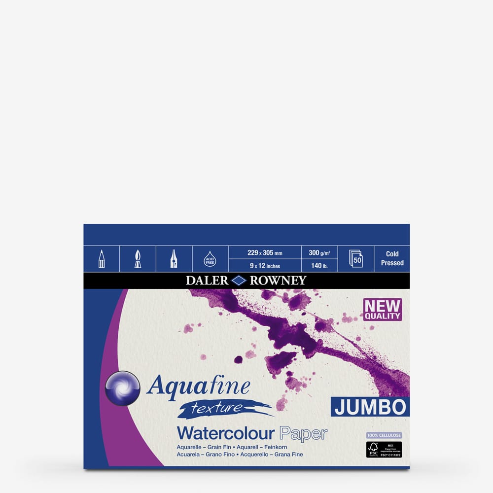 Daler-Rowney : Aquafine Watercolour Paper : Jumbo Pad : 300gsm : Not