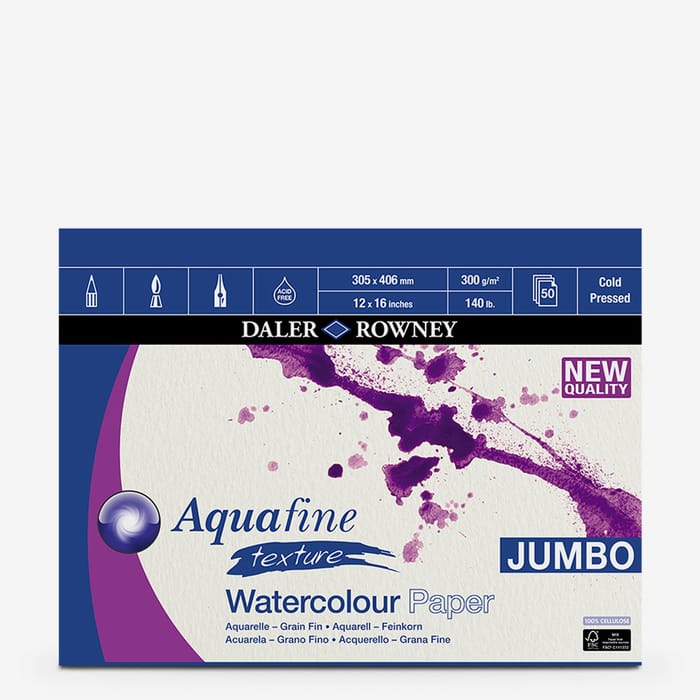 Daler-Rowney : Aquafine Watercolour Paper : Jumbo Pad : 300gsm : Not