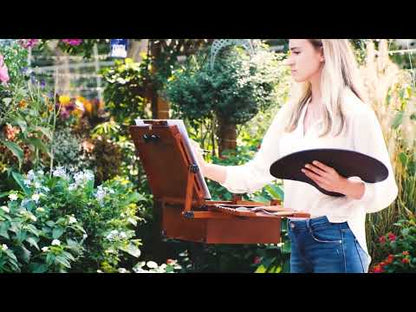 MEEDEN Table Easel Pochade Box - Golden Oak + FREE Artists' Brush Waist Apron