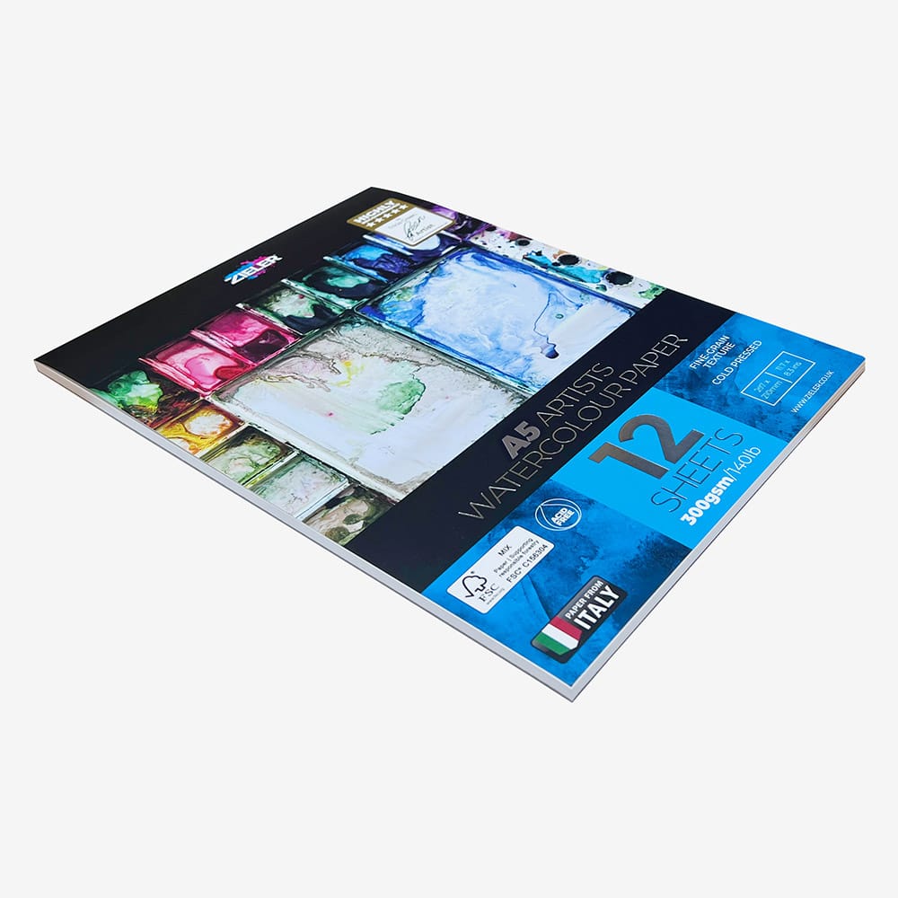 Zieler : Artists' Watercolour Pad : 300gsm : 12 Sheets : Cold Pressed