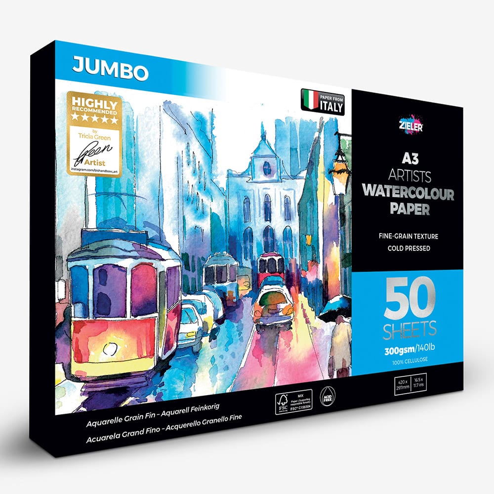 Zieler : Artists' Watercolour Pad : Jumbo : 300gsm : 50 Sheets