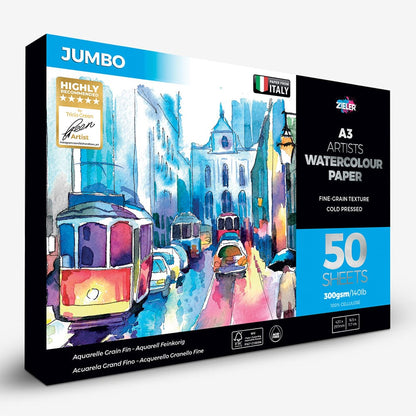 Zieler : Artists' Watercolour Pad : Jumbo : 300gsm : 50 Sheets