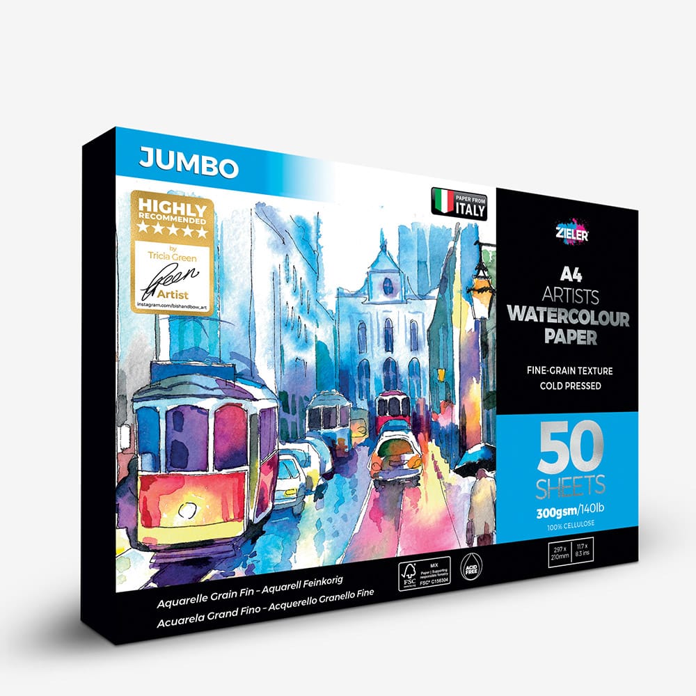 Zieler : Artists' Watercolour Pad : Jumbo : 300gsm : 50 Sheets