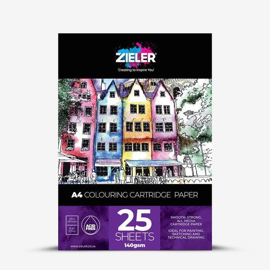 Zieler : Colouring Cartridge Pad : 140gsm : 25 sheets : A4