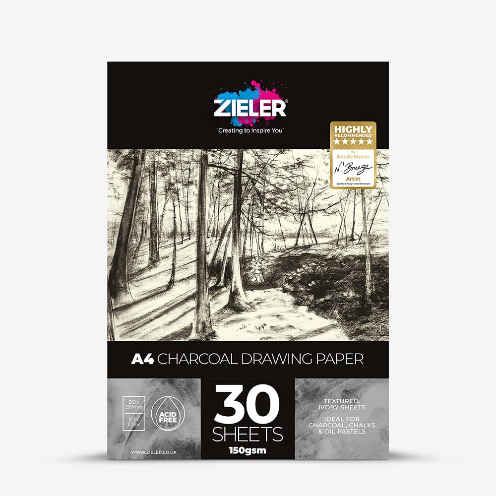 Zieler : Charcoal Drawing Pad : 150gsm : 30 Sheets : A4