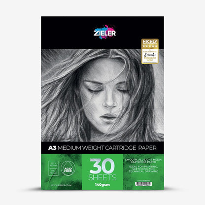 Zieler : Cartridge Pad : Medium Weight : 140gsm : 30 Sheets