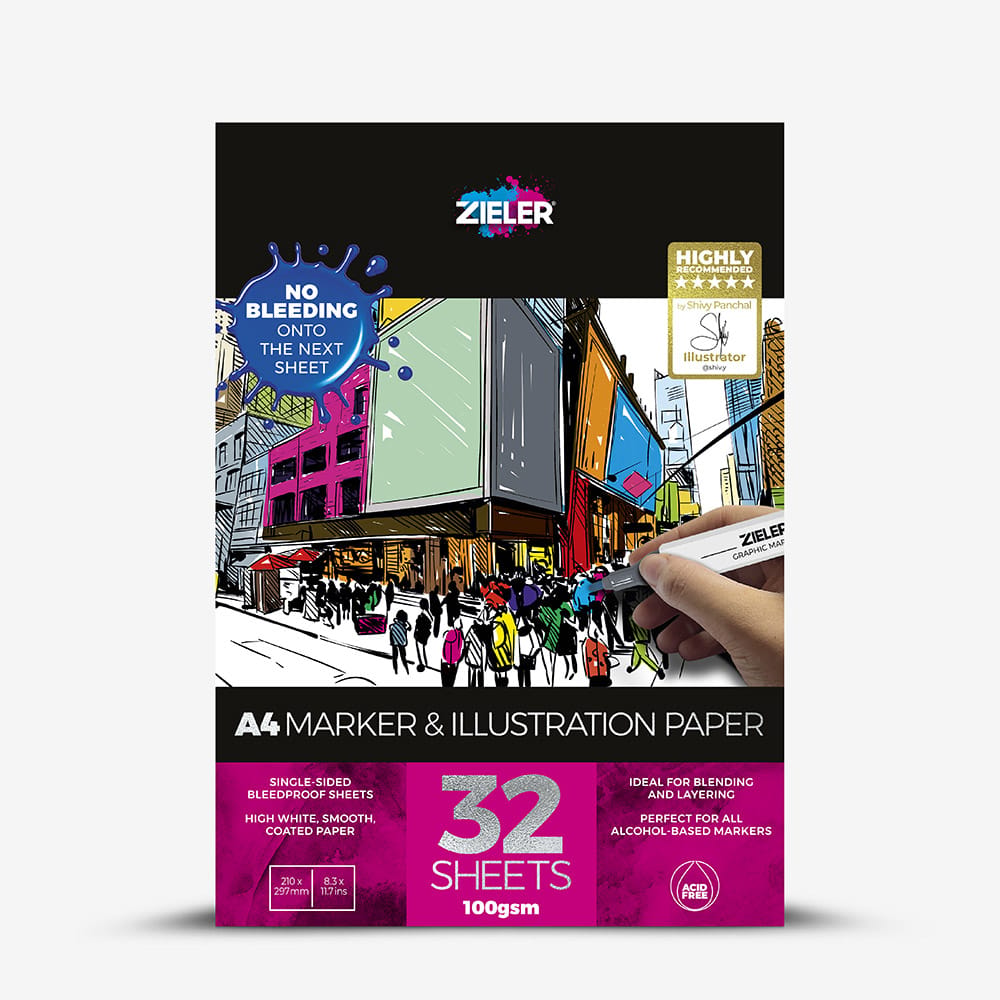 Zieler : Marker & Illustration Pad : 100gsm : 32 Sheets : A4