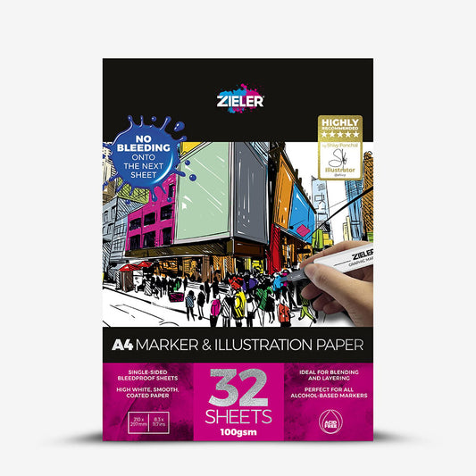 Zieler : Marker & Illustration Pad : 100gsm : 32 Sheets : A4