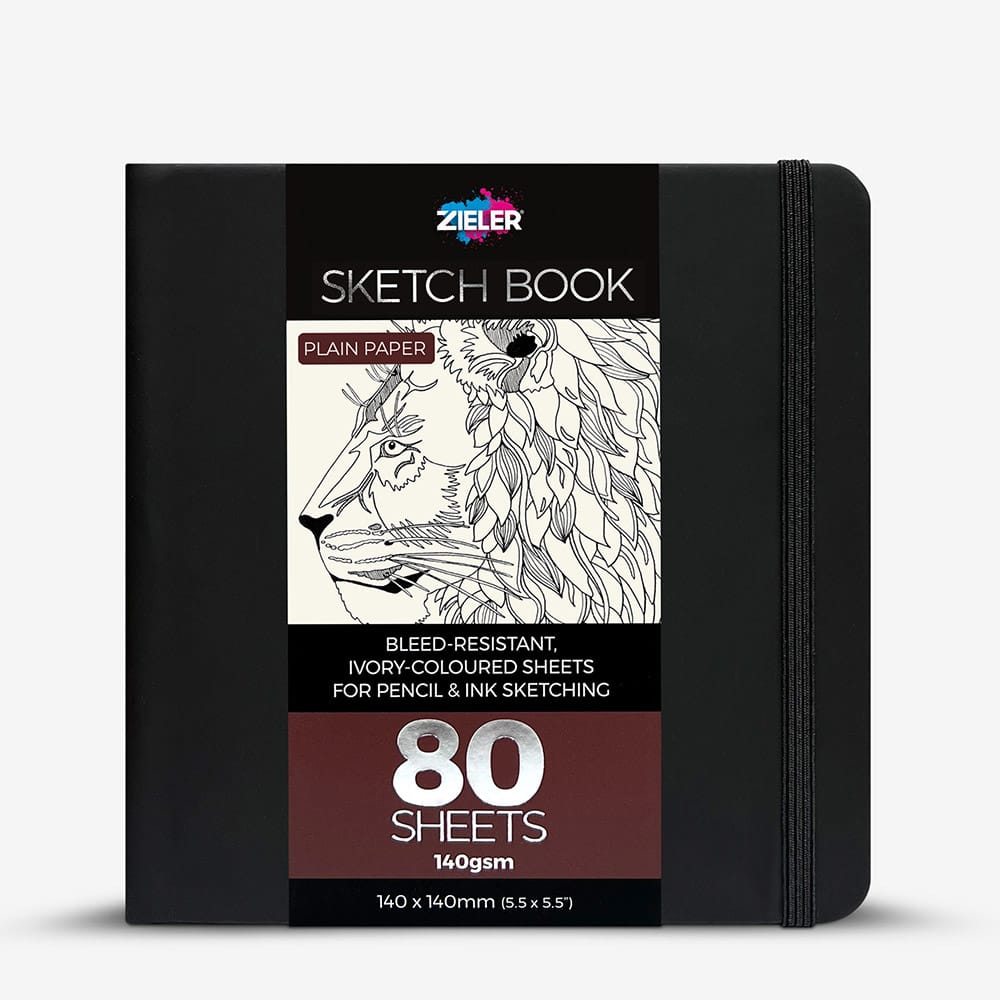 Zieler : Sketchbook Journal : 140gsm : 140x140mm : 80 Sheets : Square : Black