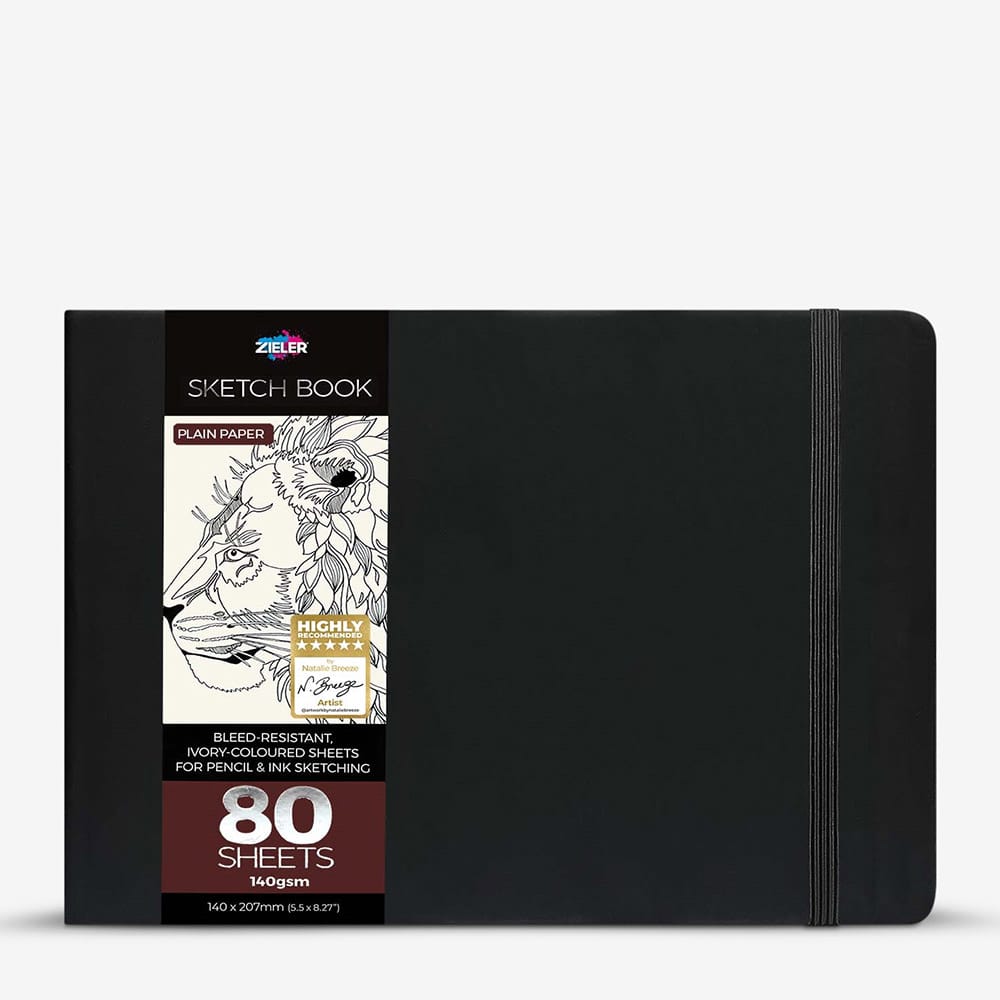 Zieler : Sketchbook Journal : 140gsm : 207x140mm : 80 Sheets : Landscape : Black