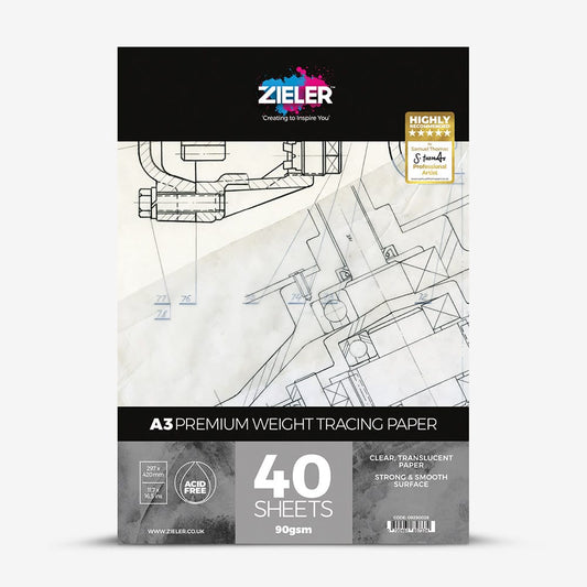 Zieler : Tracing Pad : Medium Weight : 90gsm : 40 Sheets : A3