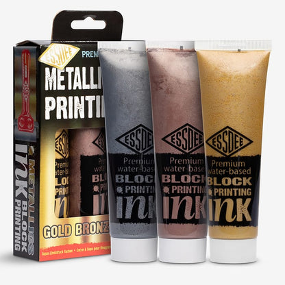 Essdee : Premium Block Printing Ink : 100ml : Set of 3 : Metallic Colours