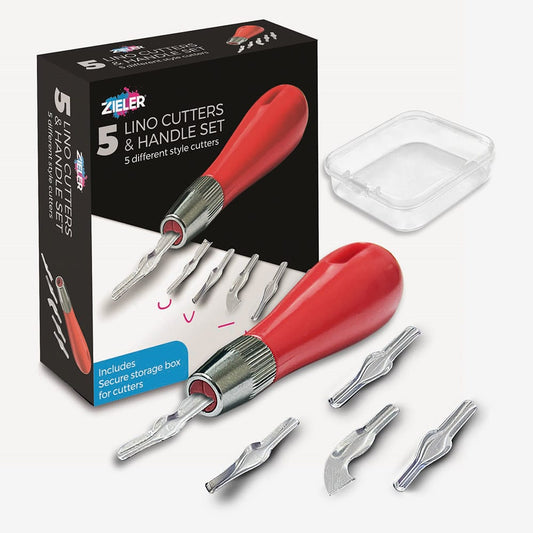 Zieler : 5 Lino Cutters & Handle Set