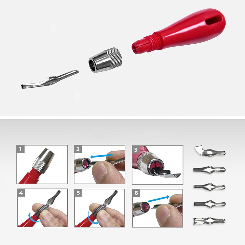Zieler : 5 Lino Cutters & Handle Set