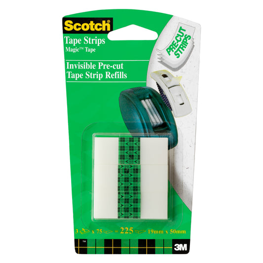 Scotch Invisible Pre-Cut Tape Strip Refills - Set of 225 - 19mm x 50mm