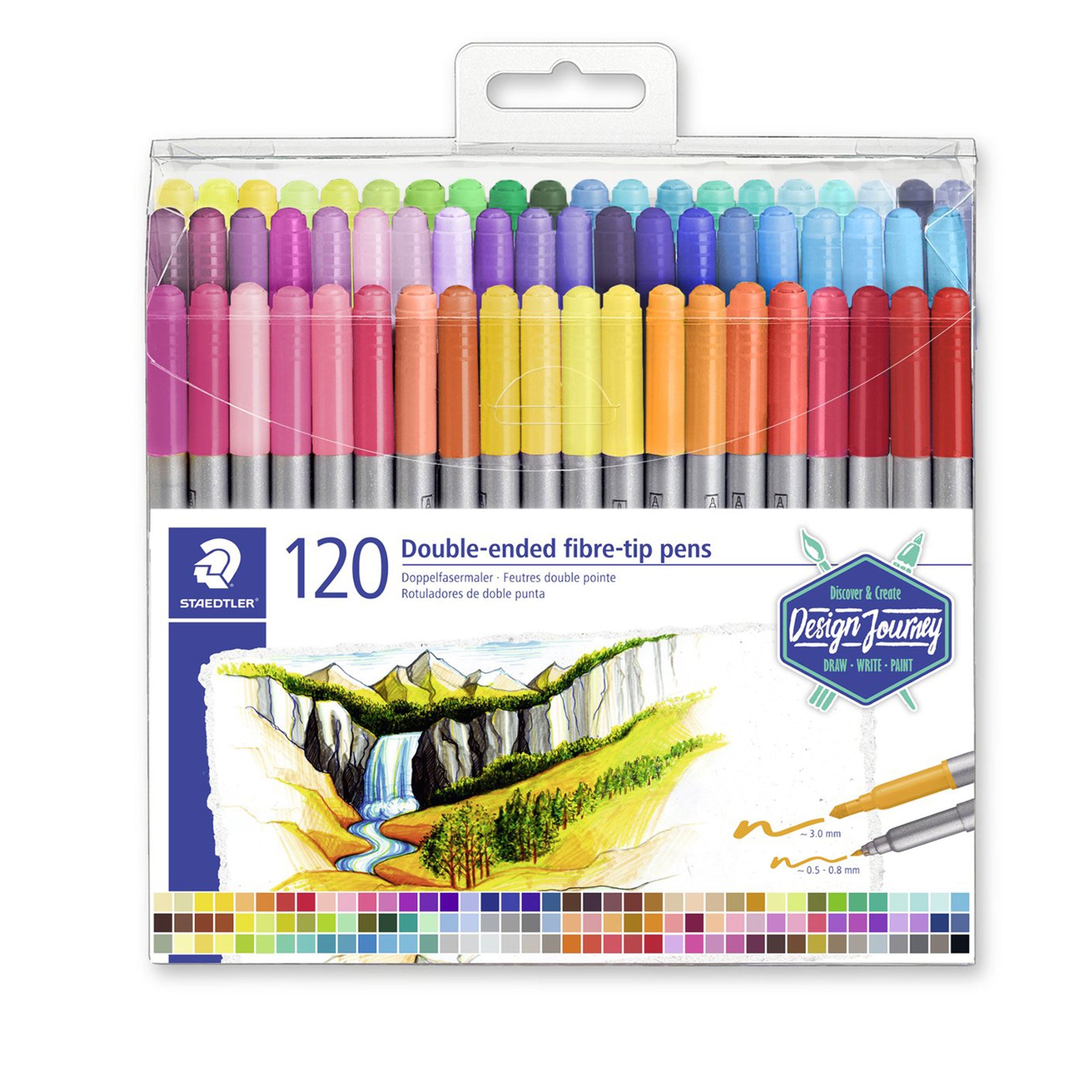 Staedtler Double-Ended Fibre-Tip Pens set of 120 for precision drawing and vibrant colouring