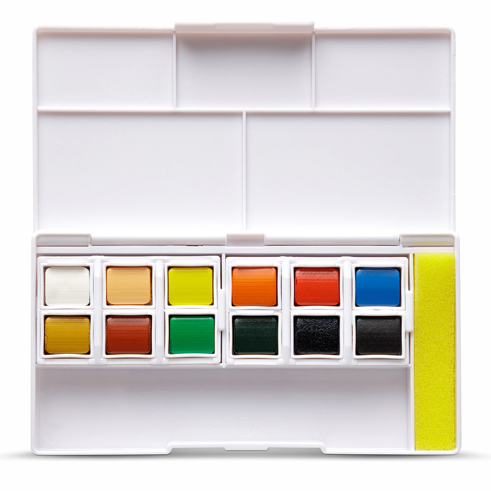 Arta : Watercolour : Half Pan : Pocket Box Set : 12 Half pans and Brush