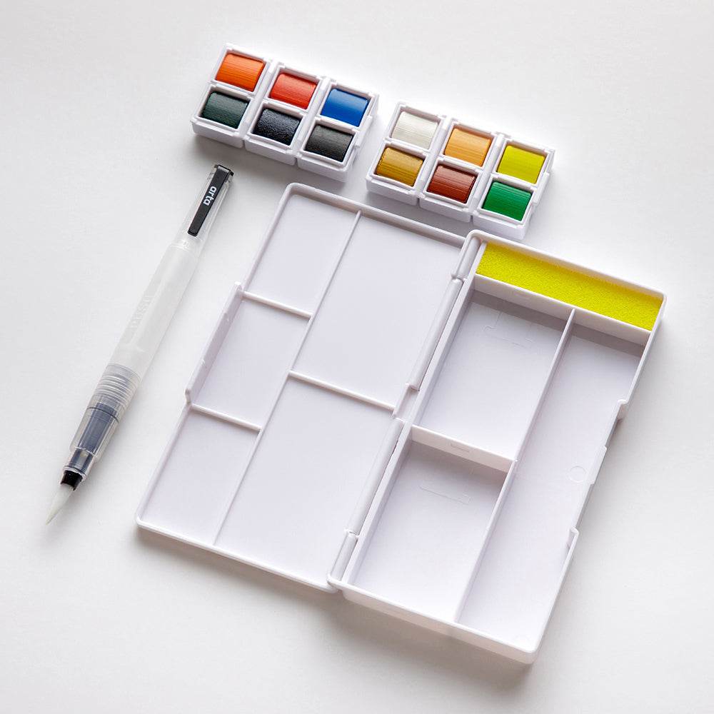 Arta : Watercolour : Half Pan : Pocket Box Set : 12 Half pans and Brush