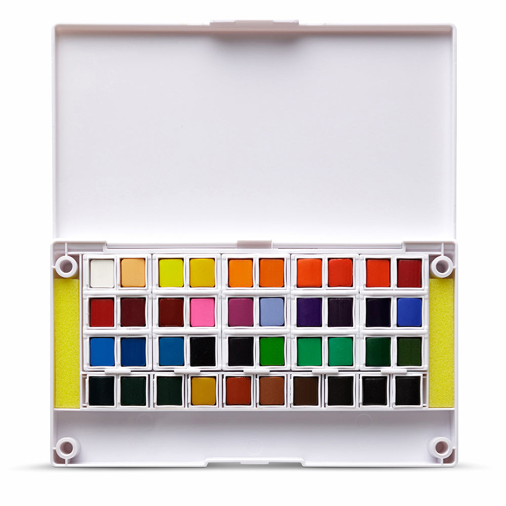 Arta : Watercolour : Half Pan : Studio Set : 40 Half Pans with 2 Brushes and Pad