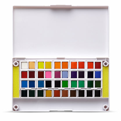 Arta : Watercolour : Half Pan : Studio Set : 40 Half Pans with 2 Brushes and Pad