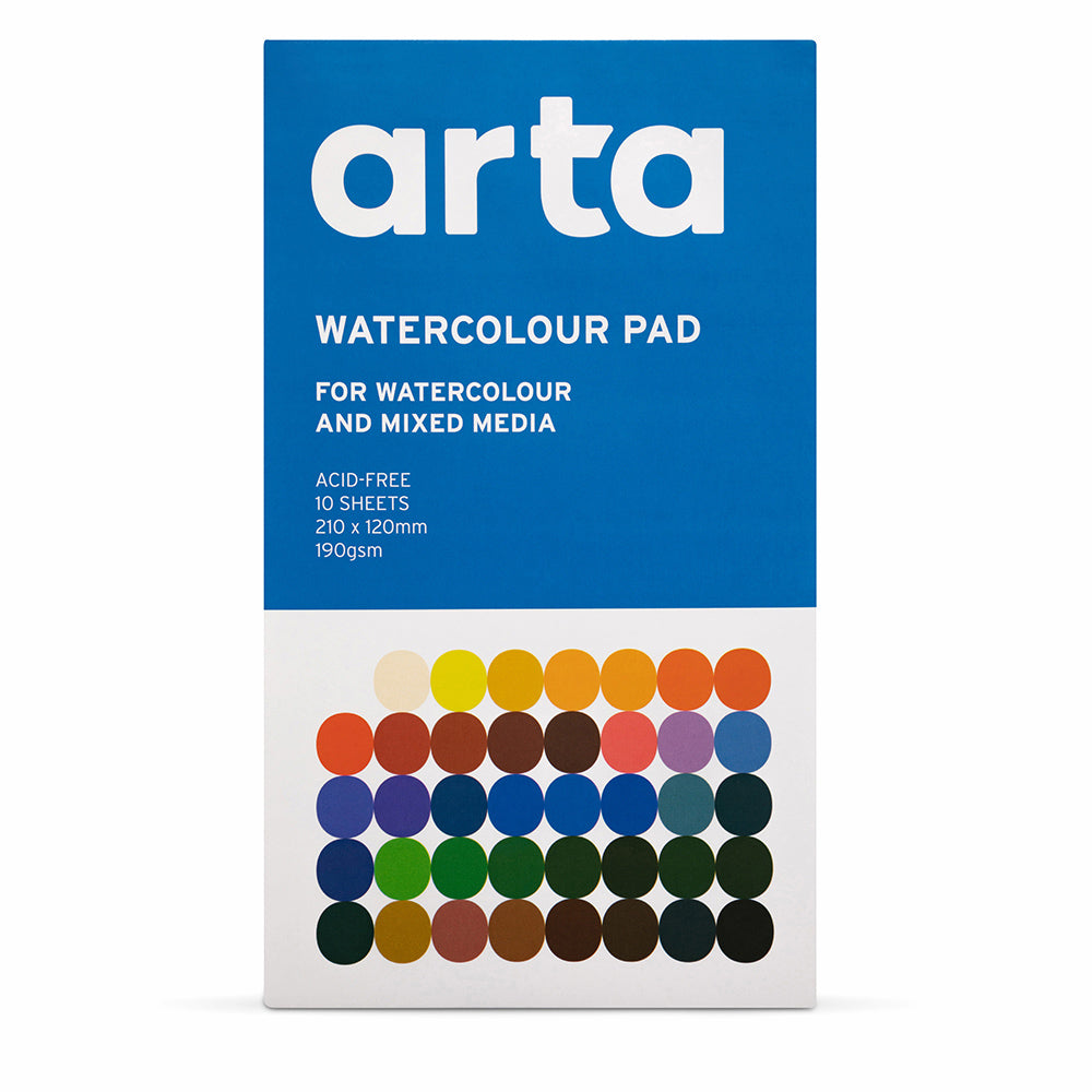 Arta : Watercolour : Half Pan : Studio Set : 40 Half Pans with 2 Brushes and Pad
