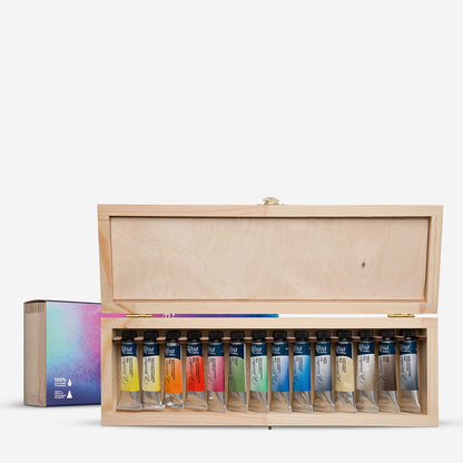 Rosa Gallery : Watercolour Paint : 10ml : 14 Assorted Colours : Wooden Box Set