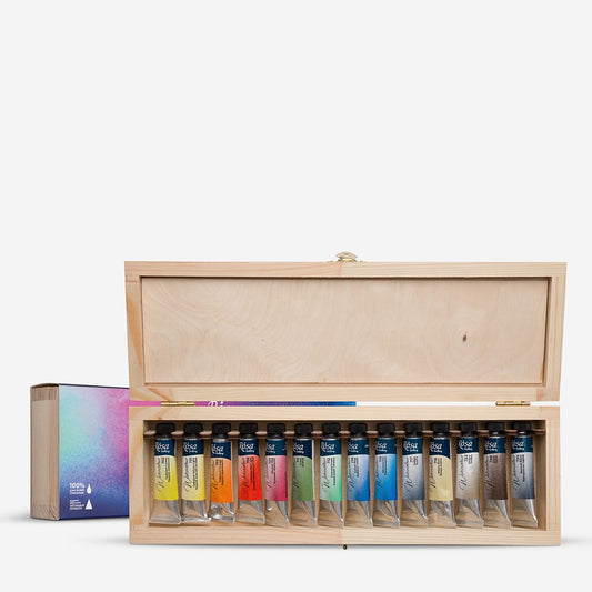Rosa Gallery : Watercolour Paint : 10ml : 14 Assorted Colours : Wooden Box Set