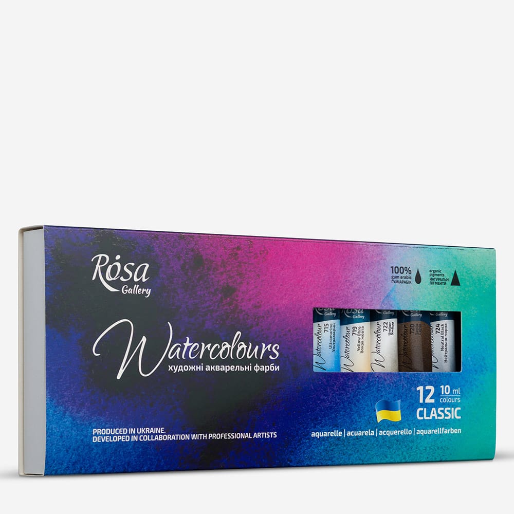 Rosa Gallery : Watercolour Paint : 10ml : Classic Set of 12 : Assorted colours