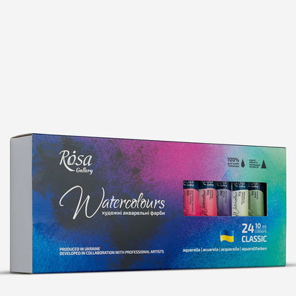 Rosa Gallery : Watercolour Paint : 10ml : Classic Set of 24 : Assorted colours