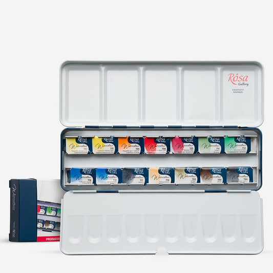 Rosa Gallery : Watercolour Paint : Full Pans : Classic Set of 14 : Indigo Metal Case