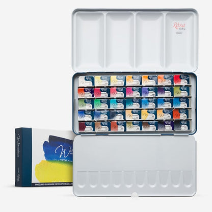 Rosa Gallery : Watercolour Paint : Full Pans : Classic Set of 35 : Indigo Metal Case