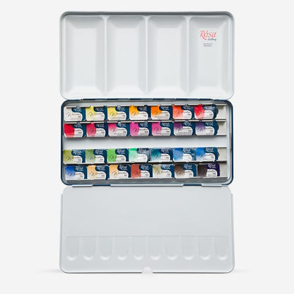 Rosa Gallery : Watercolour Paint : Full Pans : Botanical Set of 28 : Indigo Metal Case